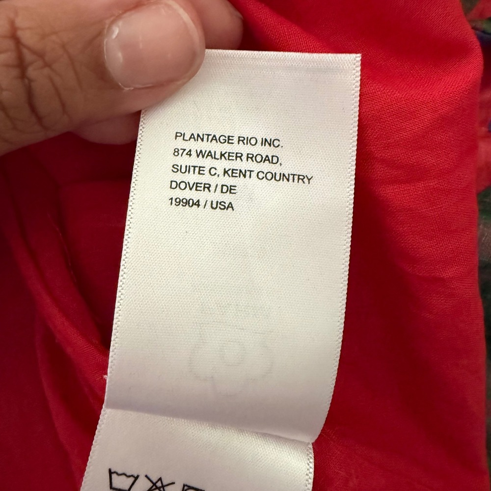 FARM Rio Red Good Vibes Mini Dress M Tropical Bird Linen Blend Resort NWT - Picture 7 of 11